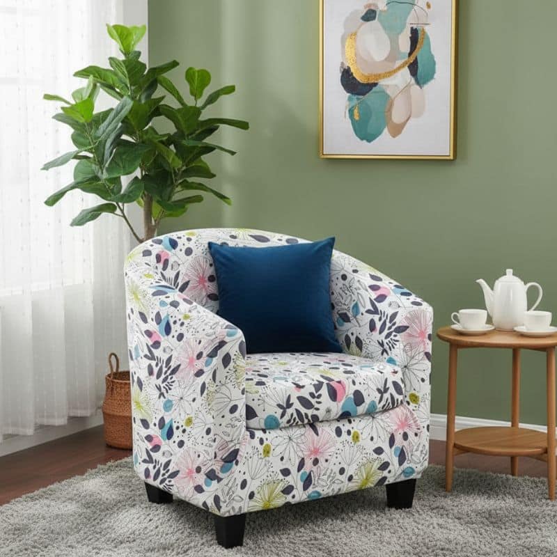 8-276 Housse De Fauteuil Extensible À Fleurs Multicolores Style Contemporain