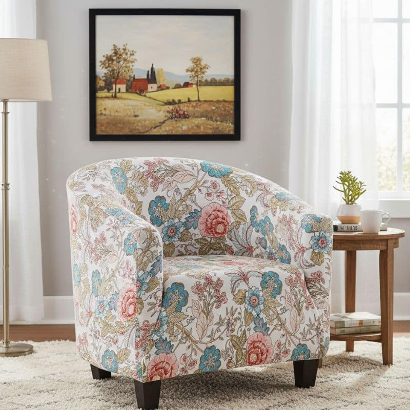 8-277 Housse De Fauteuil Imprimé Fleurs