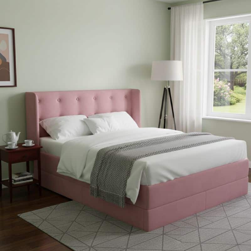 8-287 Tête de Lit Classique en Velours Rose Style Contemporain