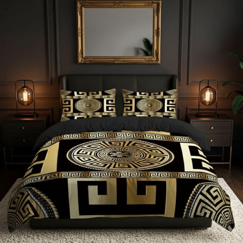 8-300 Housse de Couette Style Prestige Doré 3 Pièces