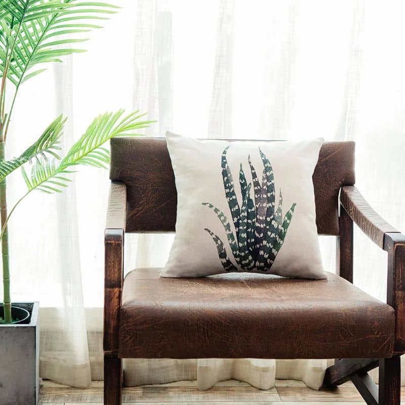 8-343 Housse de Coussin À Motif Feuillage Exotique