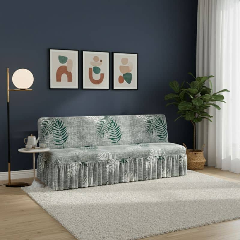 8-50 Housse De Canapé Convertible Et Déperlante À Volant Motif Feuillage Tropical