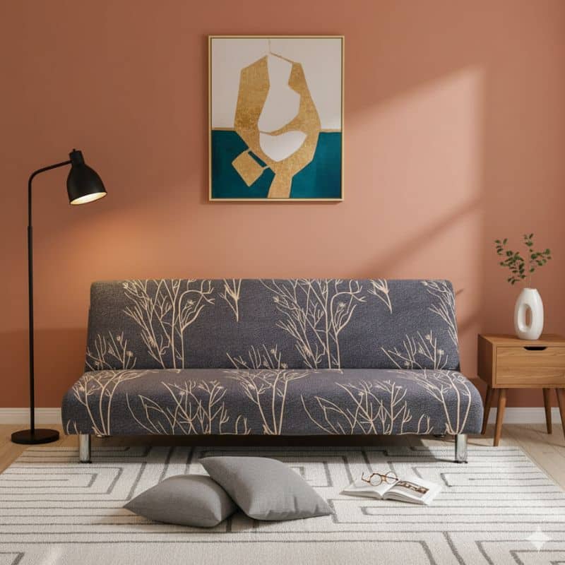 8-58 Housse De Canapé Convertible Style Scandinave Bleu
