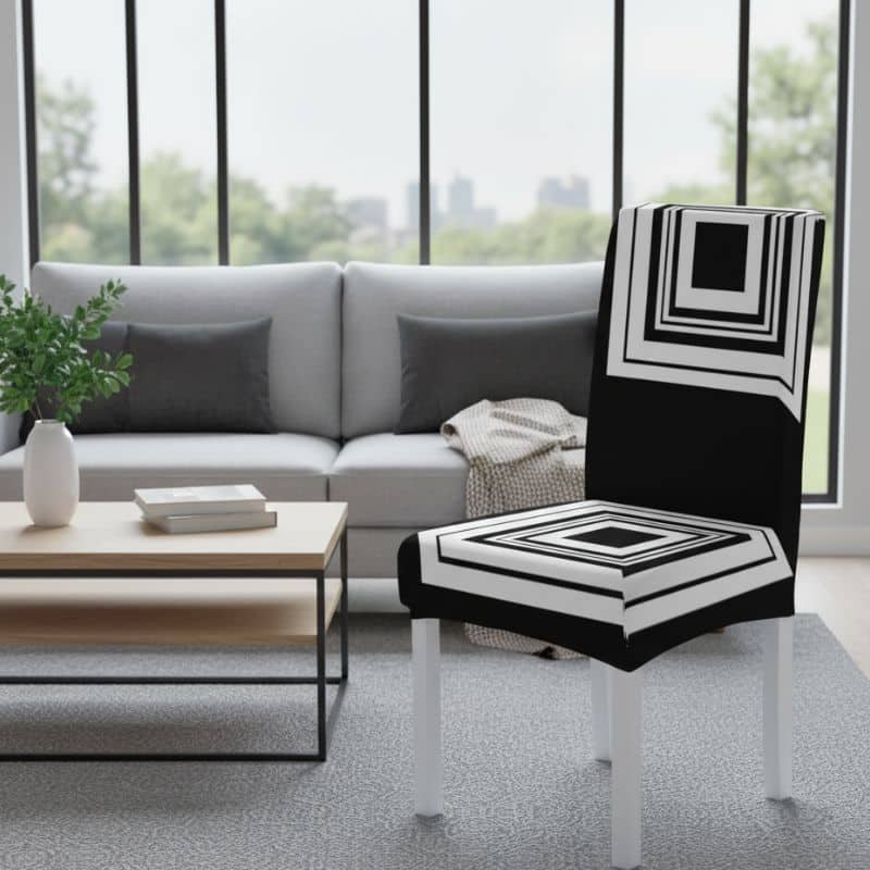8-68 Housse De Chaise À Motif Géométrique Carré Design Contemporain