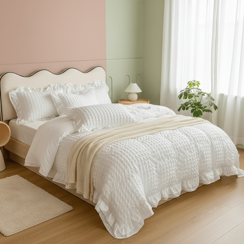 8-8 Housse de Couette Esprit Dentelle et Confort Moelleux