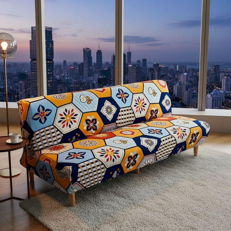 8-82 Housse De Canapé Convertible Et Extensible À Motif Hexagonal