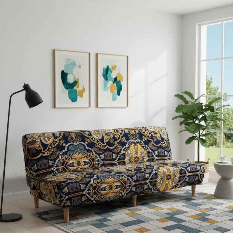 8-89 Housse De Canapé Convertible Et Extensible À Motif Baroque