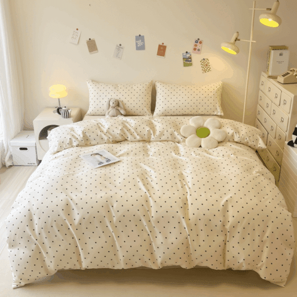 Housse de Couette Design à Petits Pois Confort Élégant