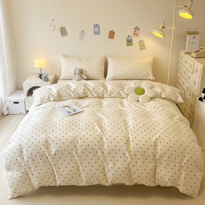 Housse de Couette Design à Petits Pois Confort Élégant Housse de Couette Design à Petits Pois Confort Élégant