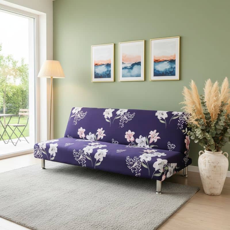 8-92 Housse De Canapé Convertible Style Floral Violet