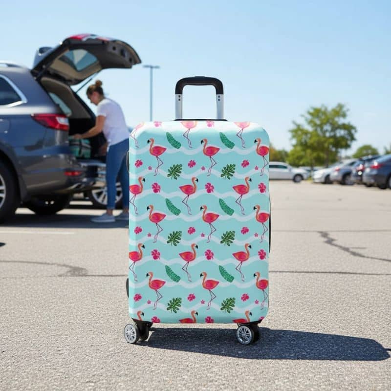 9-120 Housse de Valise Design Flamants Roses